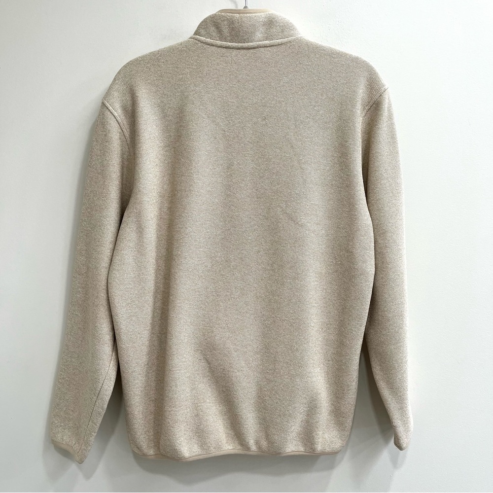 Eddie Bauer Men's 1/4 Snap Button Side Pockets Oatmeal Sweater Fleece Sz Small - Picture 2 of 7